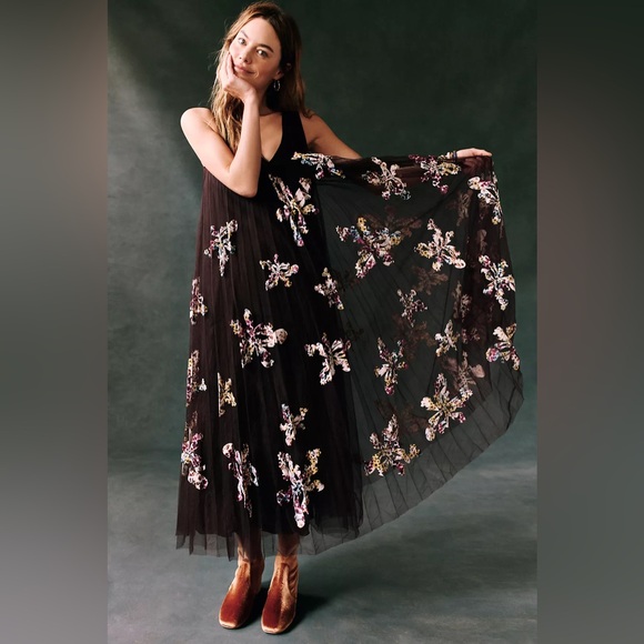 Anthropologie Dresses & Skirts - NWT Anthropologie Geisha Designs Cassandra Appliqued Tulle Maxi Dress